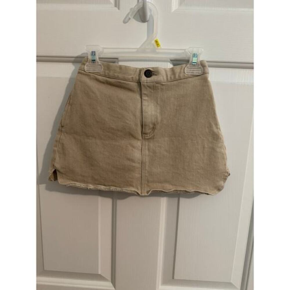 Caramel Baby & Child London Girls Denim Skirt Elastic Waist Pockets Tan 10